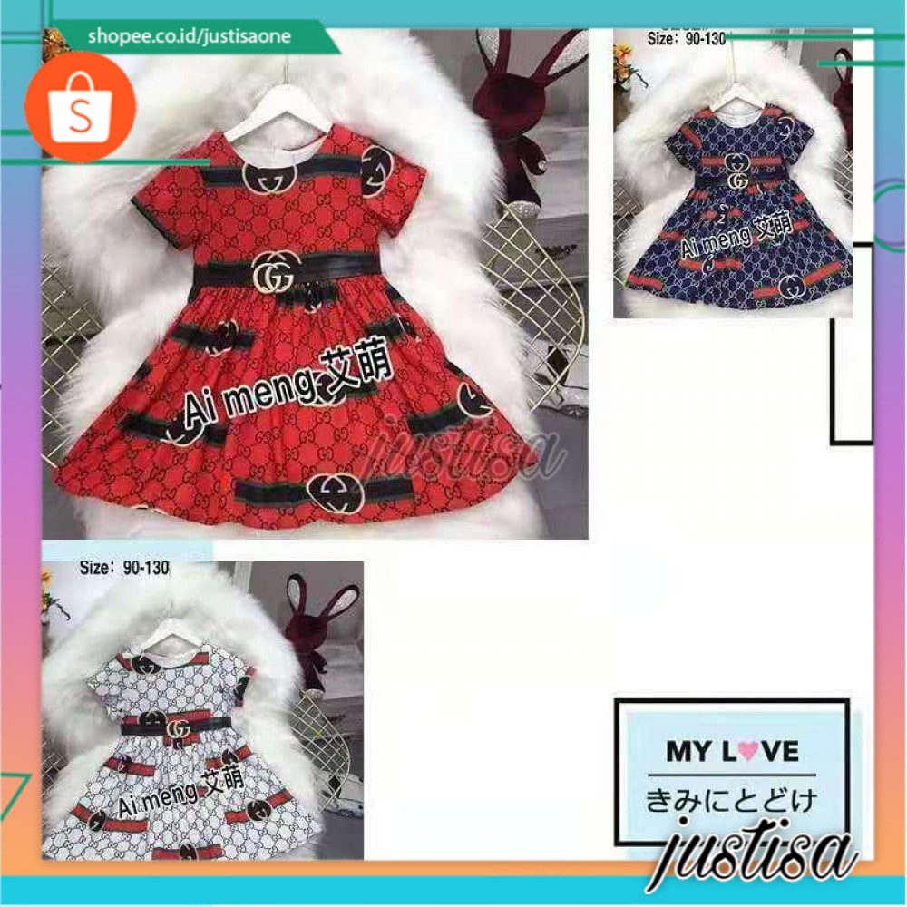 Promo !! Dress cantik anak cewek import - LS dress chanel simple elegant sz 1-4th