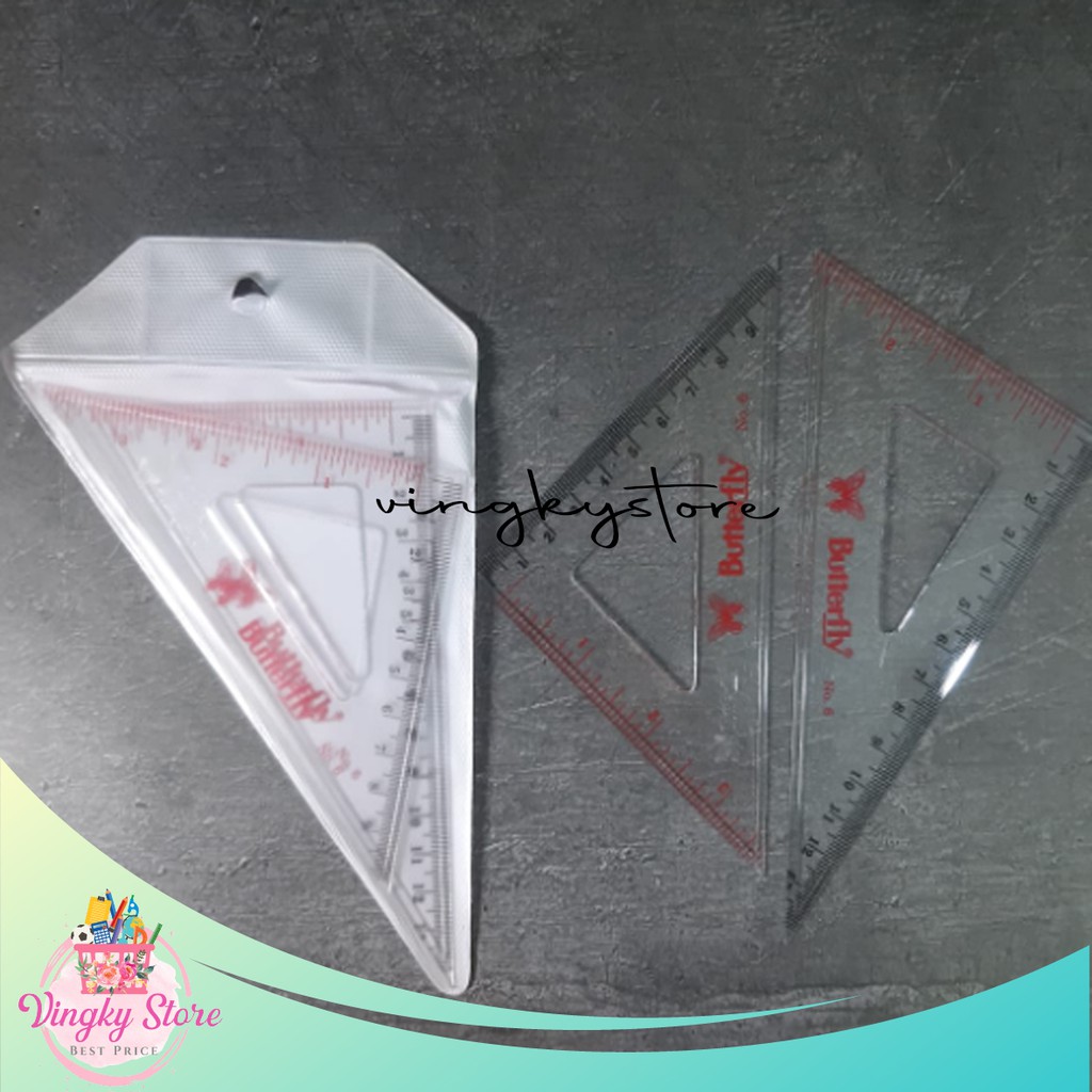 

Penggaris Siku / Penggaris Segitiga / Triangle Ruler Butterfly No. 6