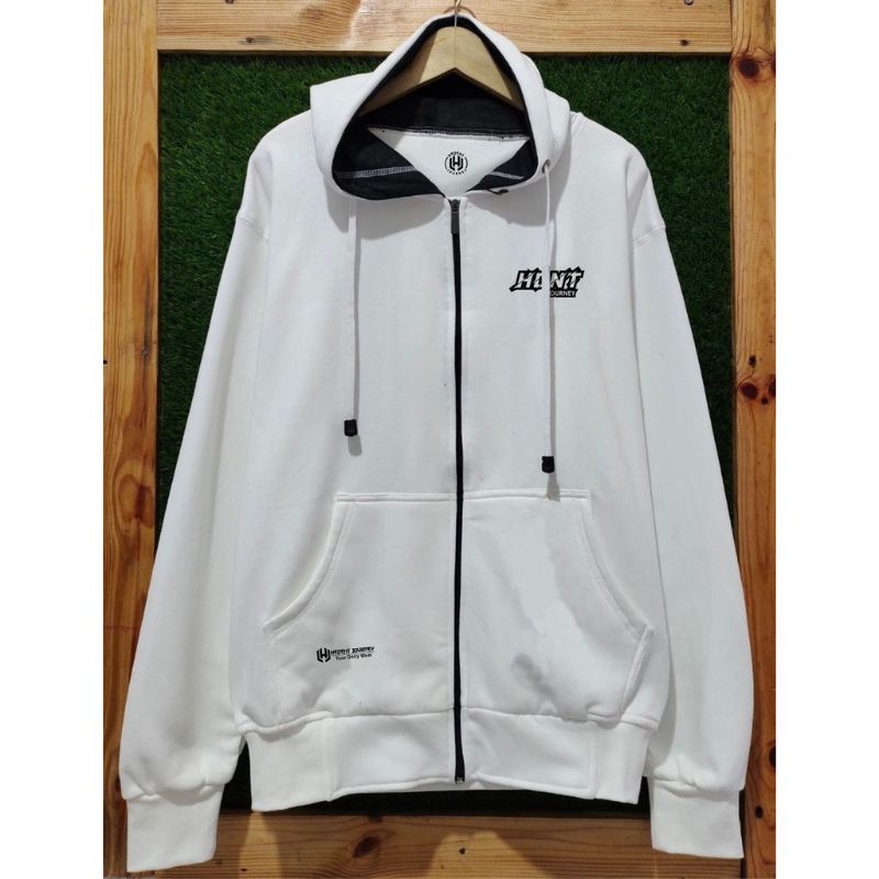 HOODIE ZIPPER PRIA ORIGINAL DISTRO WARNA PUTIH SWEATER HOODIE