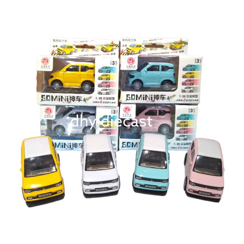 Diecast mobil so mini wuling miniev pullback