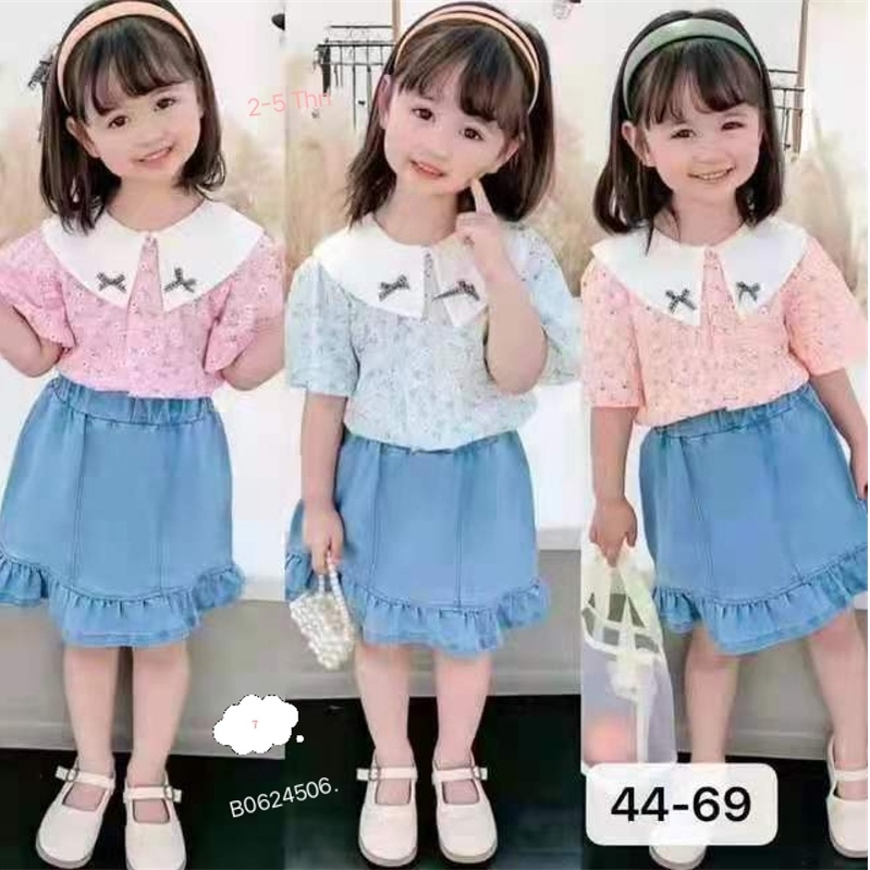 Setelan Baju Anak Perempuan Import Rok Jeans