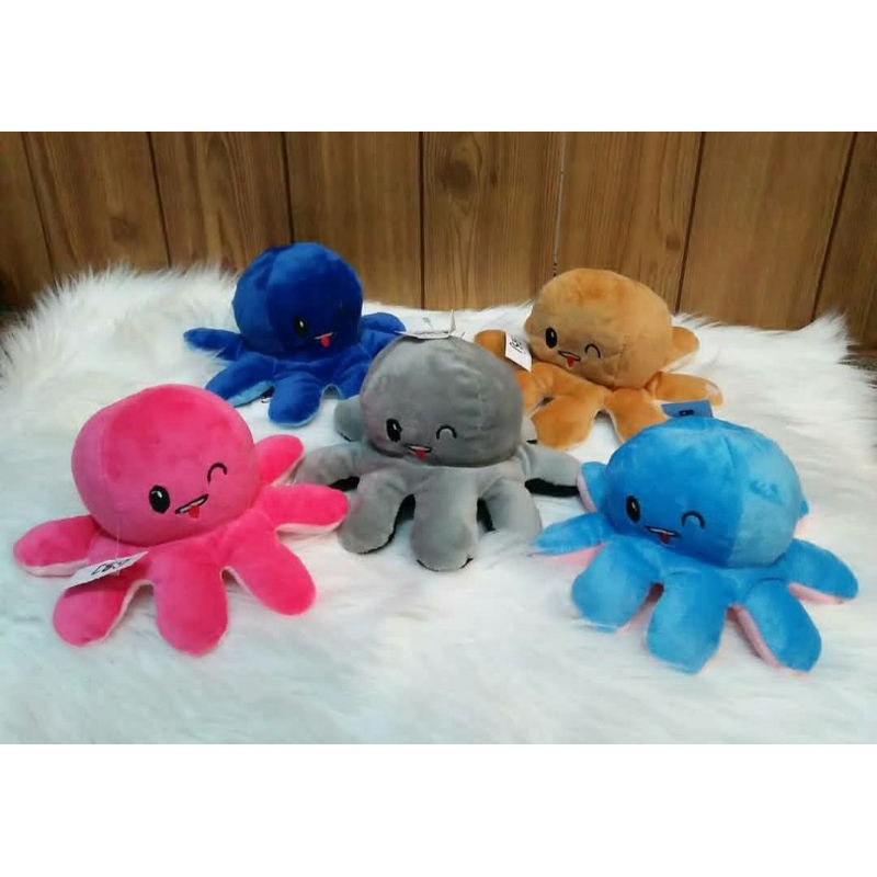BONEKA GURITA OCTOPUS MINI KECIL BESAR WARNA WARNI BOLAK BALIK FLIP SIZE S M L GURITA TIKTOK