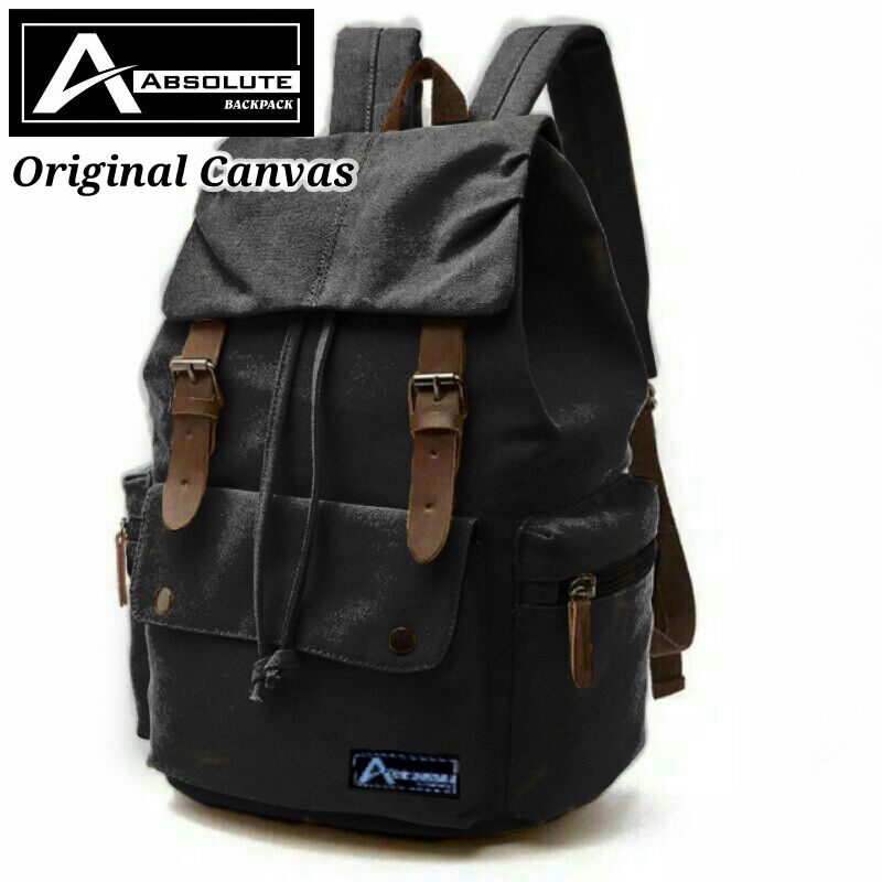 Tas Ransel Canvas IAC Absolute Backpack Up to 15 inch - Tas Pria Tas Wanita Daypack - Sekolah Laptop Punggung