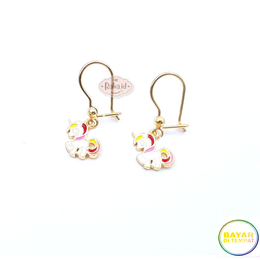 Anting Clip / Klip Motif Unicorn Merah Pink Perhiasan Aksesoris Wanita 727