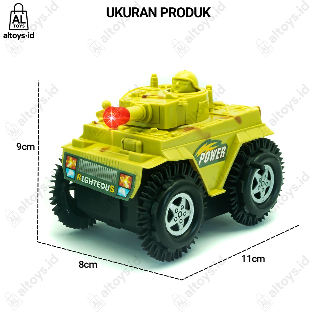 Mainan Anak Mobil Tank Army Jungkir Balik Tumbling Tank Tentara Lampu