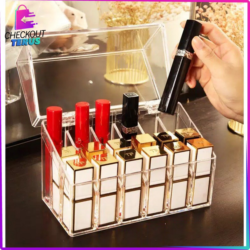 CT K14 Kotak Lipstik Model Handle 18 Slot Bahan Acrylic Tempat Penyimpanan Lipstik Rak Lipstick Organizer