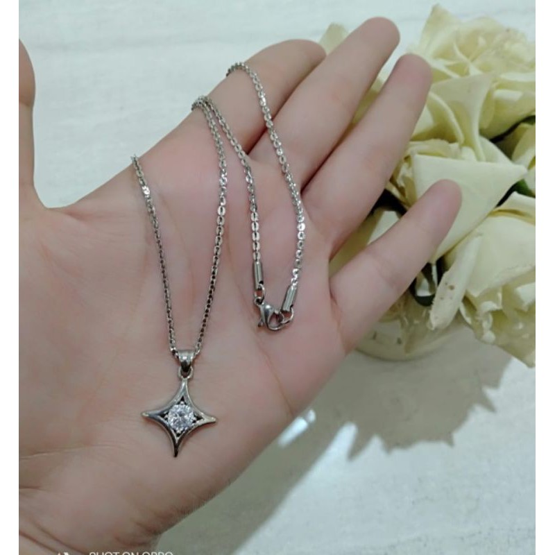 Kalung silver kalung wanita titanium