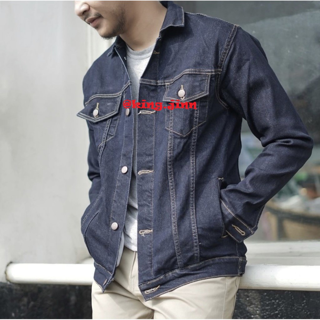 Jaket Jeans Premium Pria Putih - Saku Dalam