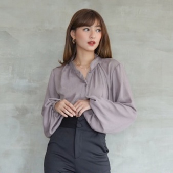 BALONEY CRINKLE SHIRT - Baju Atasan Wanita Lengan Balon | Blouse Cewek Bahan Crinkle | Kemeja Wanita