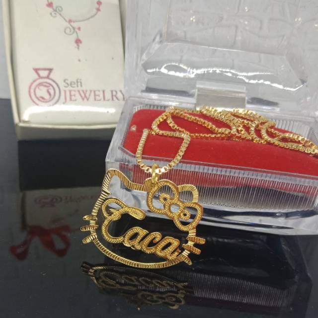 Kalung Nama Lapis Emas Murah Karakter Hello Kitty Kalung Wanita Kalung Anak Kalung Emas Murah Unik