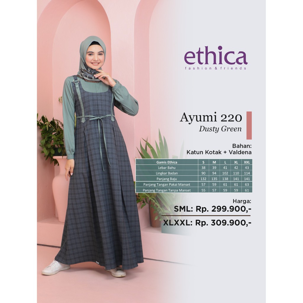 Gamis Wanita Ethica / Ayumi 220 Dusty Rose / Dusty Green / Fashion Muslim