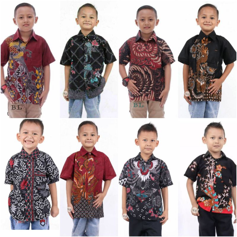 Hem Anak Batik Cowok Lengan Pendek Laki Laki Usia 3 - 12 Tahun