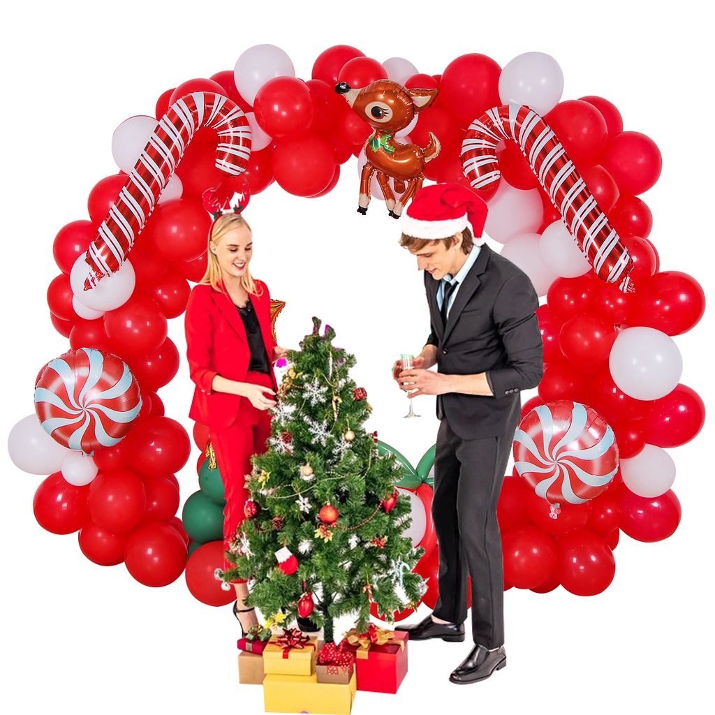 [ Christmas DIY Cane Balloons Decoration for Home Merry Christmas Party Shopping Mall Hotel Background ]