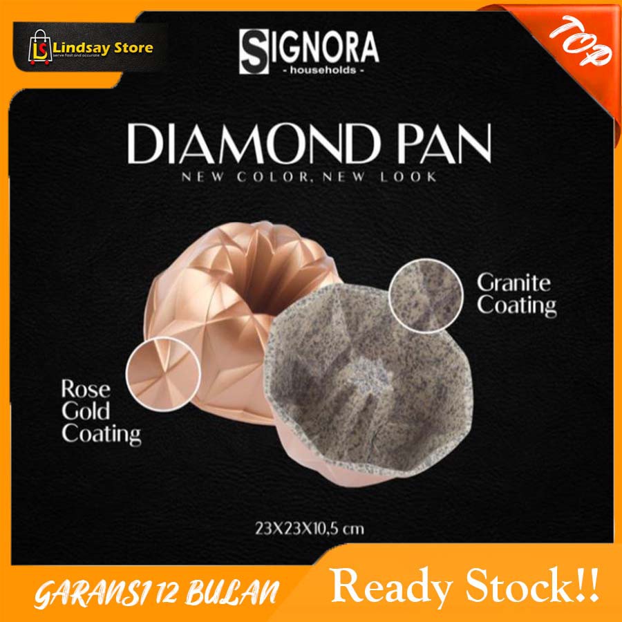 SIGNORA LOYANG KUE - DIAMOND PAN PREMIUM BERWARNA ROSE GOLD Loyang Sultan Loyang Bolu Kotak / Bulat 