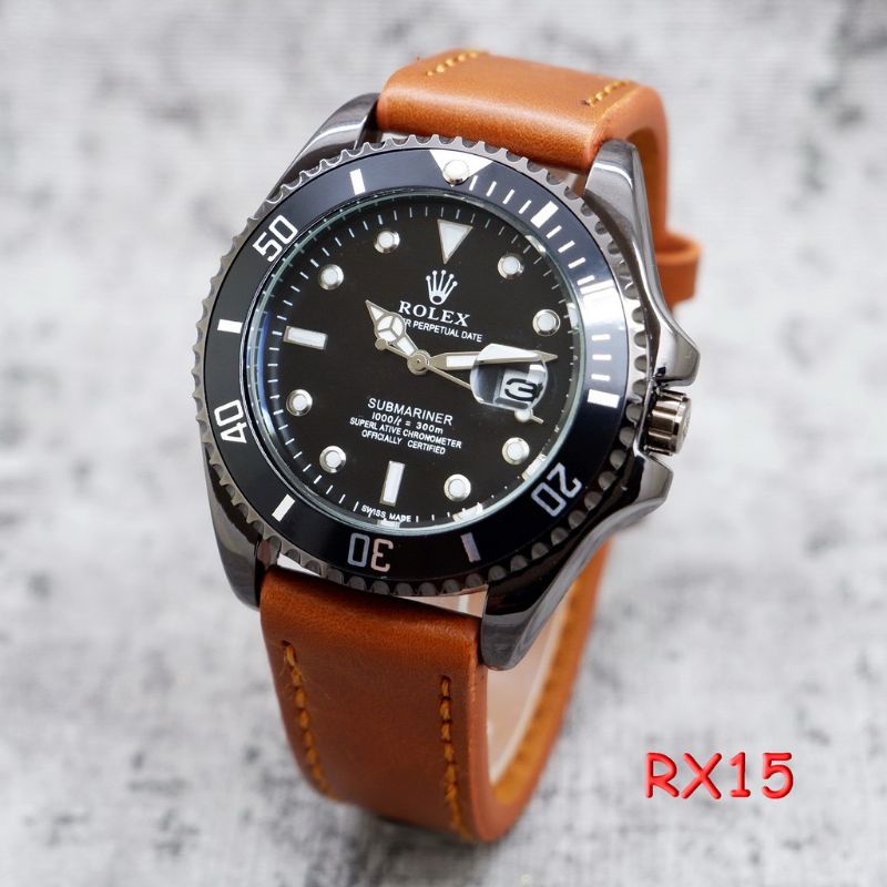 COD✅JAM TANGAN PRIA ROLEX TANGGAL SUBMARINE TALI KULIT