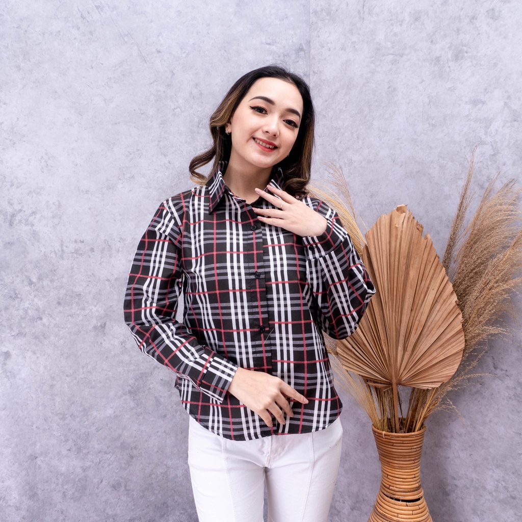 IL - Kemeja Burberry | Kemeja Flanel Fashion Wanita Motif Tartan