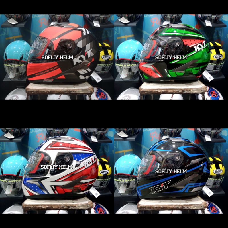 HELM PROMO STORE HELM ORIGINAL HELM KYT FALCON 2 MOTIF DOUBLE VISOR KYT FULL FACE