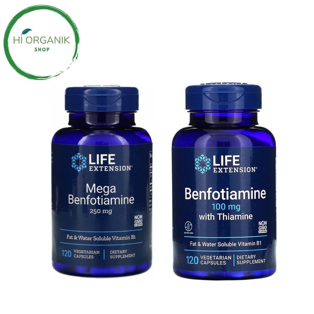 Life Extension Mega Benfotiamine 250 mg 120 Caps ; Benfotiamine with Thiamine 100 mg 120 Vegetarian 