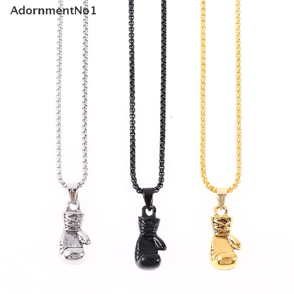 (AdornmentNo1) Kalung Rantai Dengan Liontin Sarung Tangan Tinju Gaya Hip Hop Rock Untuk Pria