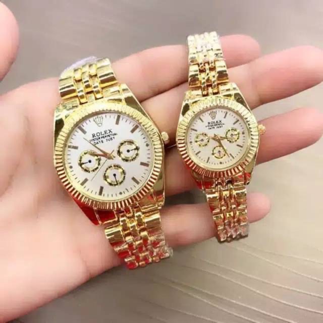 Jam Tangan Pria/Wanita/Couple Rolex Crono Off Case Gold