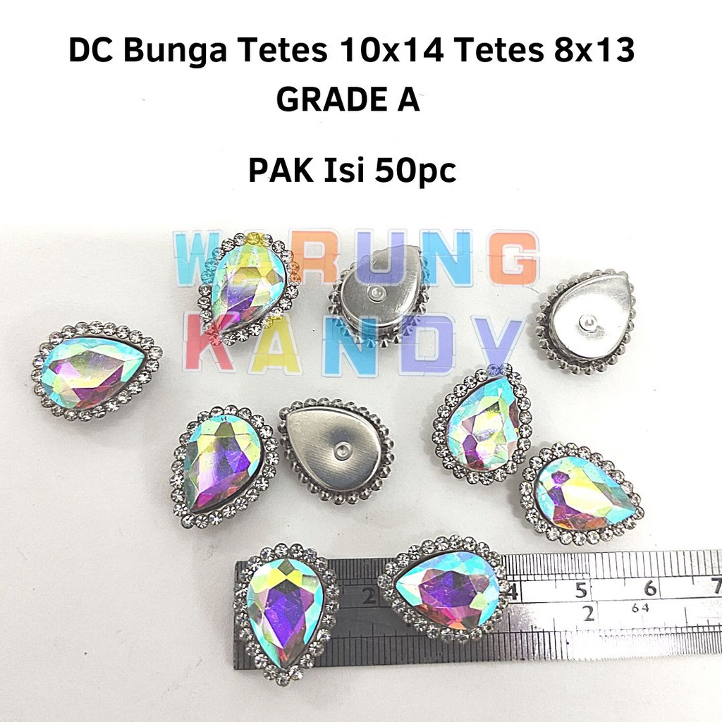 Diamon Cangkang Bunga Tetes 10x14 Warna KACA GRADE A - ECER 50Pc