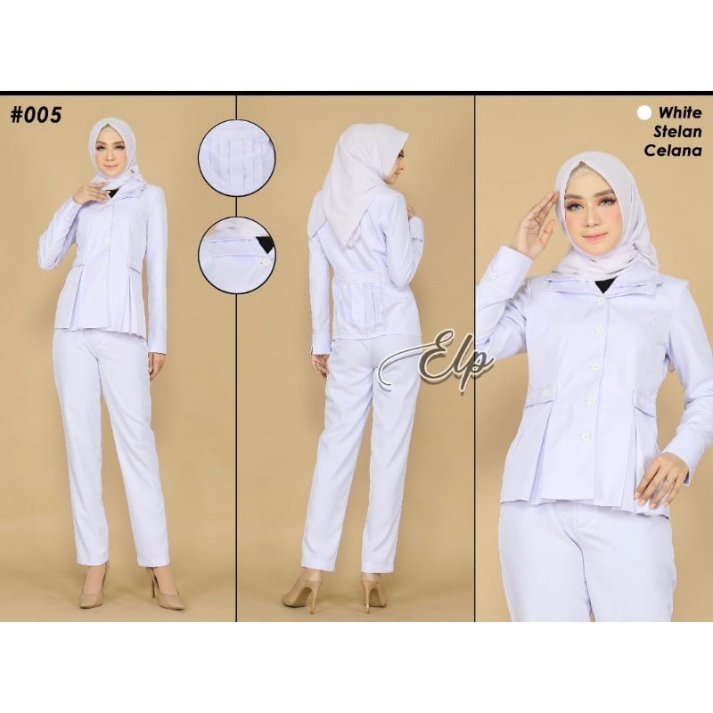 Blazer baju kerja kantor putih-putih seragam perawat baju perawat seragam kesehatan