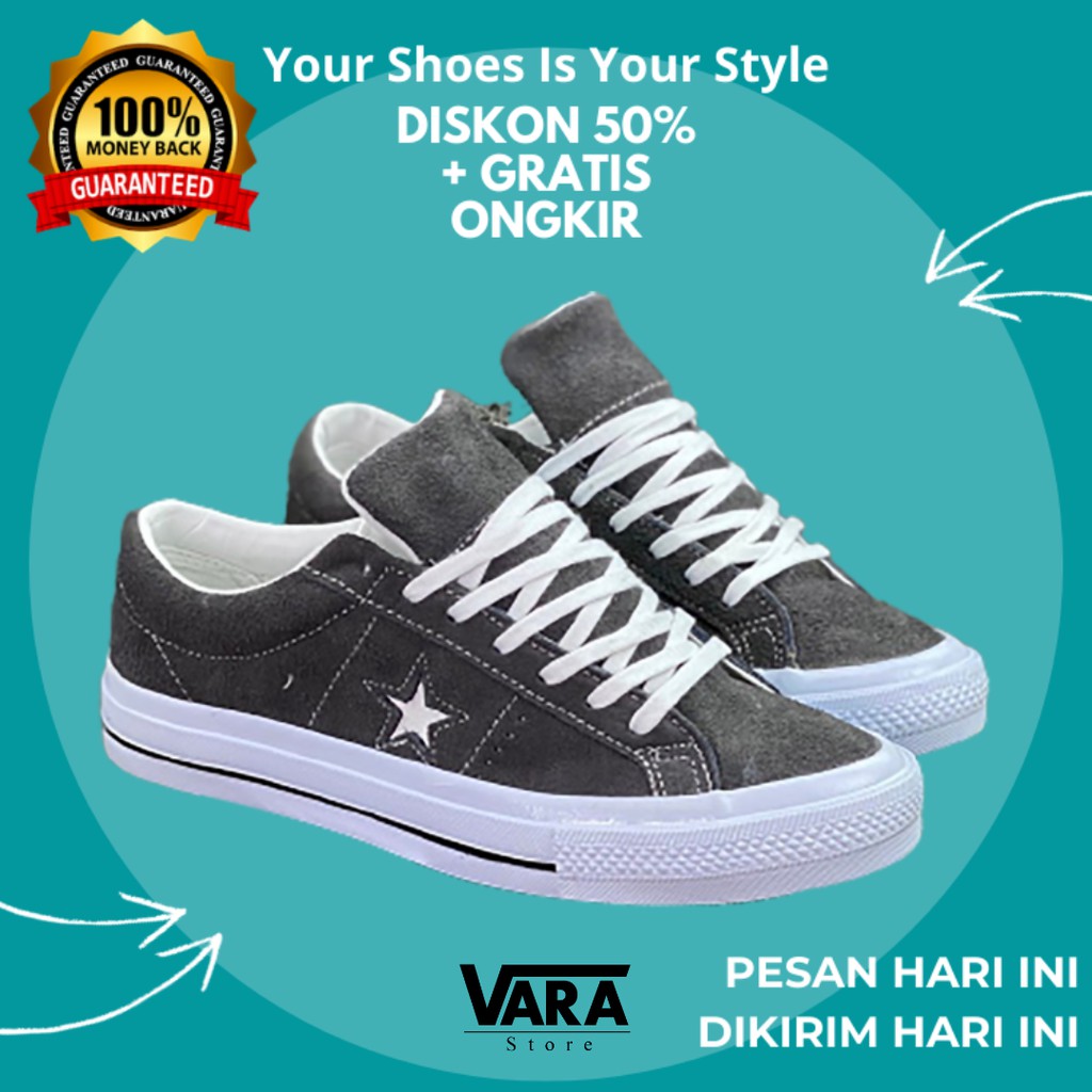 (BISA GRAB) CONVERSE ONE STAR DARK GREY WHITE / SEPATU CONVERSE ONE STAR PREMIUM