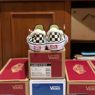 SEPATU43 VANS SLIPON CATUR CHECKERBOARD FULL BLACK HITAM