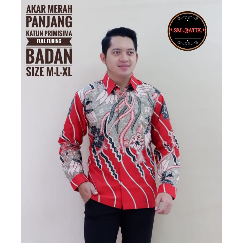 AKAR MERHA Kemeja Batik Pria Lengan Panjang Katun Halus FULL FURING SM Batik