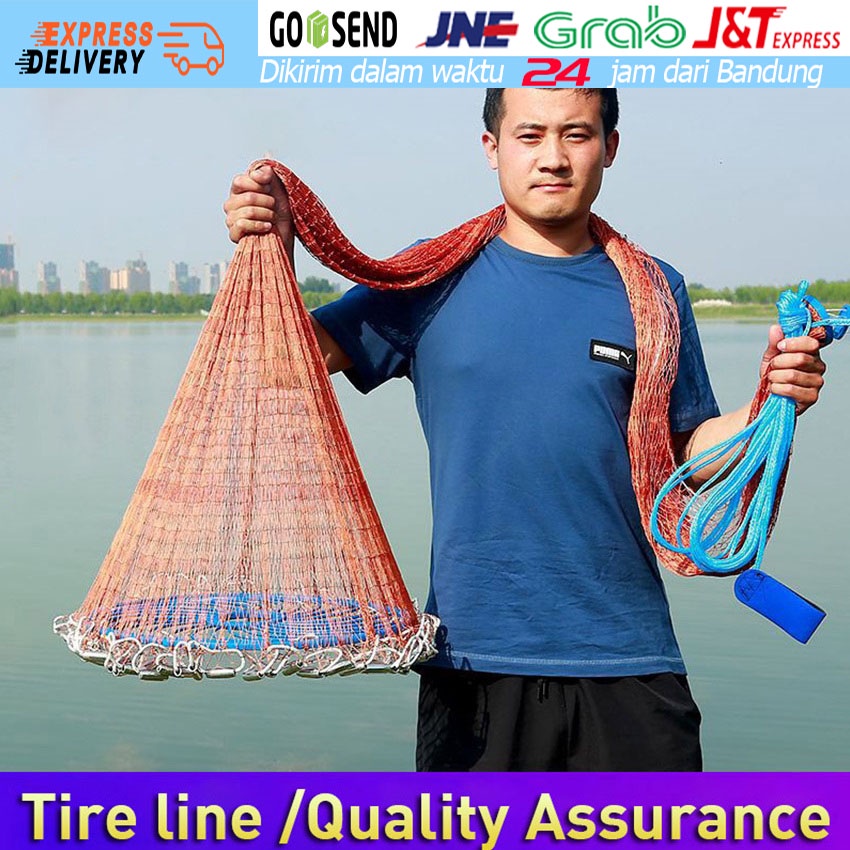 (TERBARU PROMO) JALA LEMPAR PENANGKAP IKAN UDANG 2 MODEL PANJANG 10M DENGAN PIRING BULAT JARING