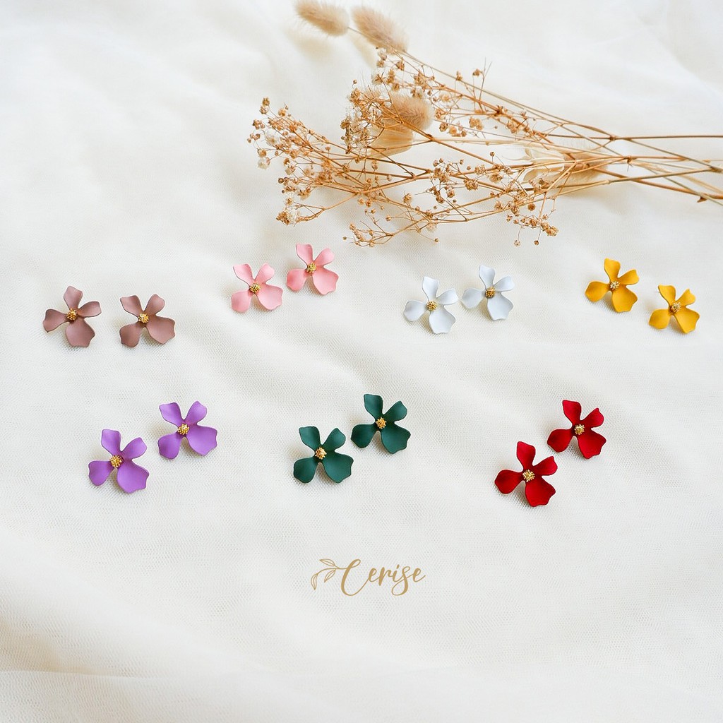 Plumeria Earrings | Anting tusuk bunga korea warna warni cantik aksesoris wanita trendy stylish