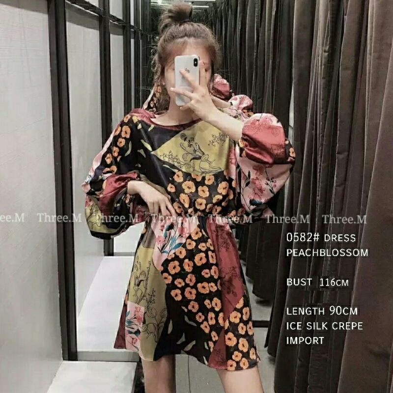 Mini Dress Pesta Ice Silk Crepe 0582 Peachblossom Import