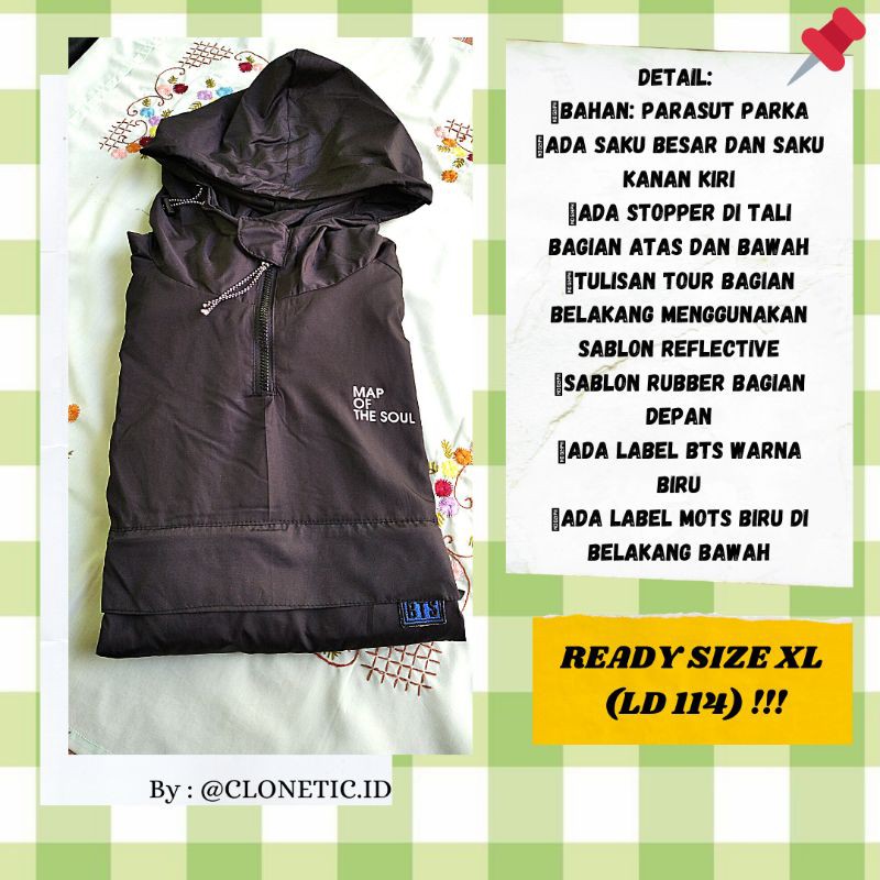 [FREEBIES] ANORAK REFLECTIVE BTS UNOFFICIAL EDISI MAP OF THE SOUL TOUR.