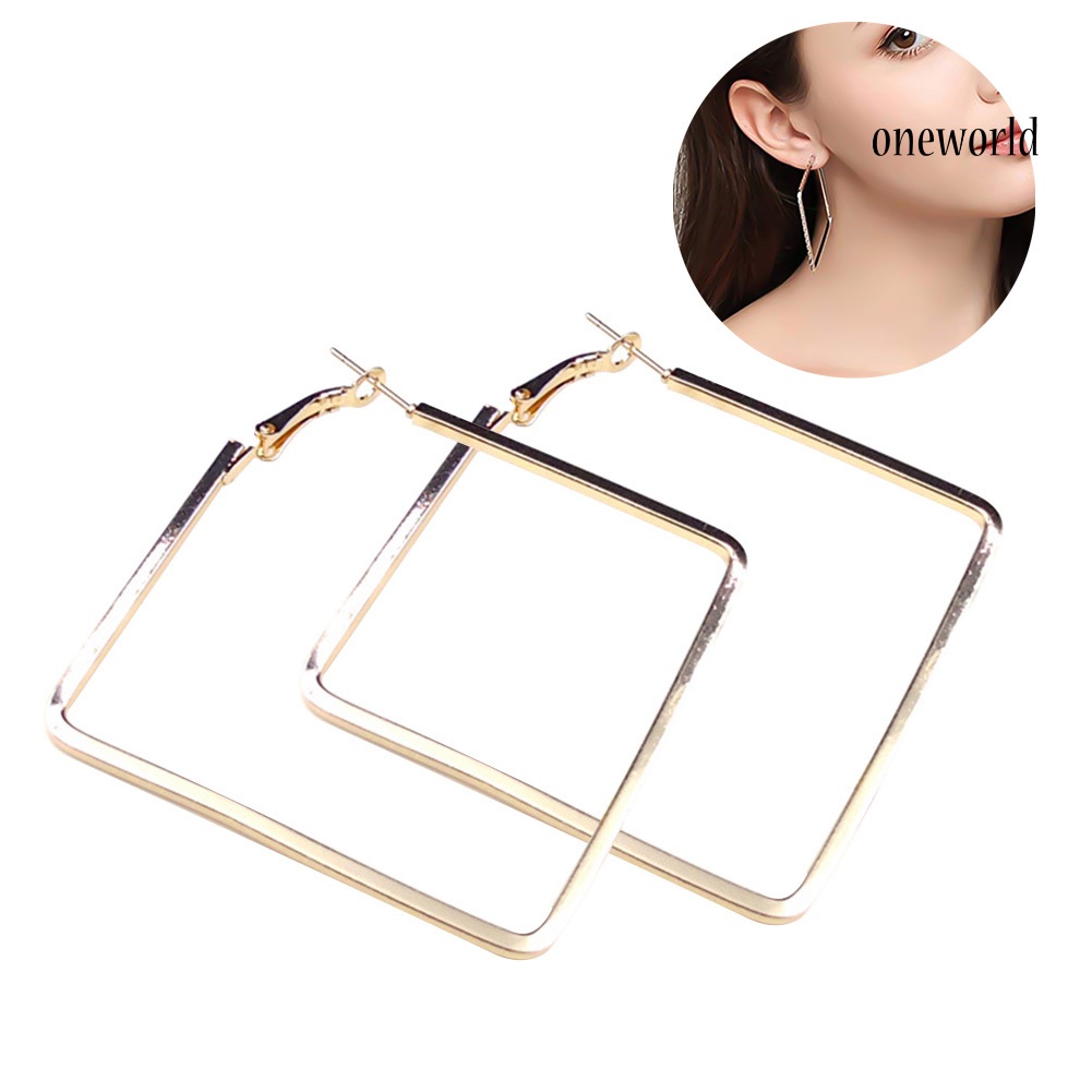 OW@ Fashion Women Hollow Square Dangle Statement Huggie Earrings Party Jewelry Gift