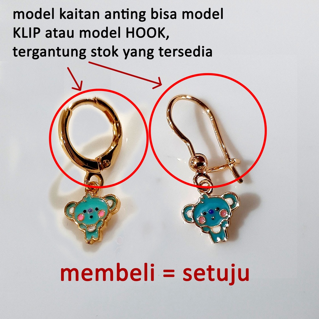 Anting Anak perempuan BTS Lucu Imut Perhiasan Fashion Import Kualitas Premium Anti Karat ANA042 GTHM