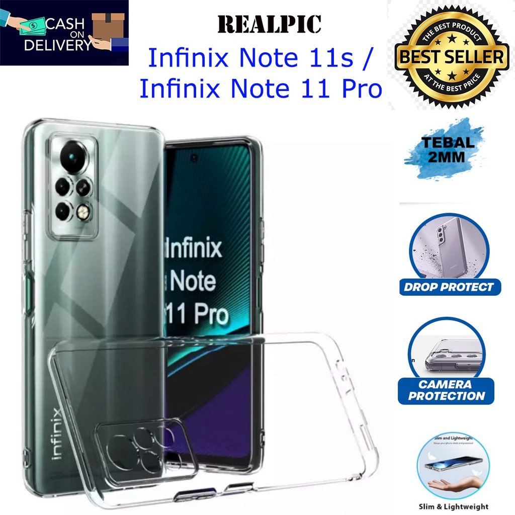 Case INFINIX NOTE 11S / INFINIX NOTE 11 PRo Casing Clear HD KETEBALAN 2MM BENING TRANSPARAN TPU Premium Softcase