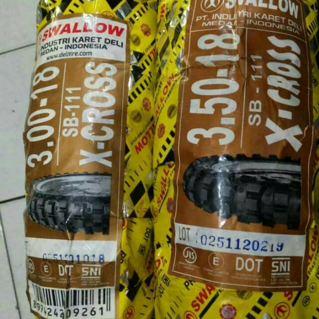 Paketan Ban Swallow 300-18 dan 350-18 X-Cross Bukan Tubeless