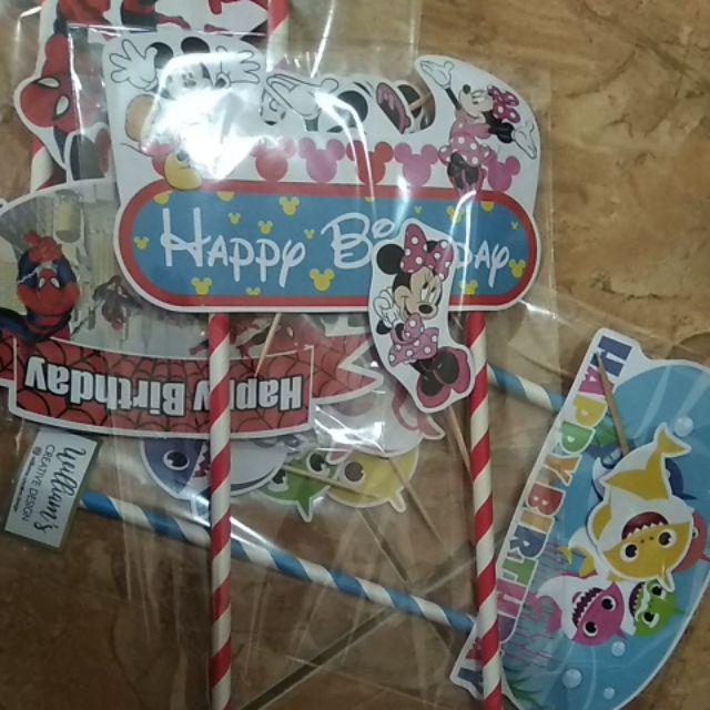 Hiasan Kue Cake Topper Birthday C1 Mickey & Minnie Isi 7