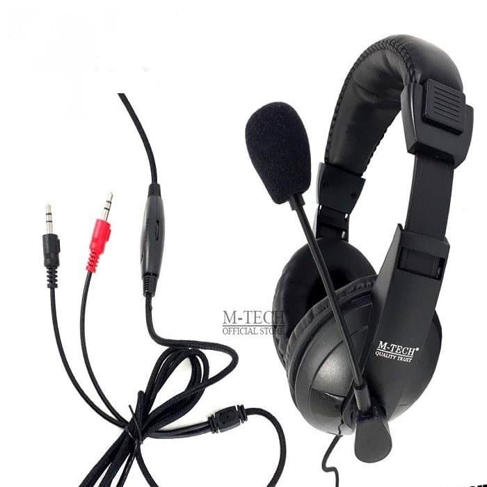 Headset M-Tech Wired 3.5mm audio-mic Stereo A4 for office/gaming Pc