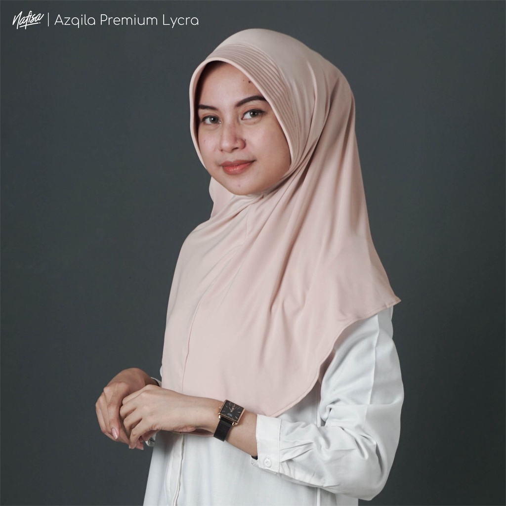 Nafisa Instan Azqila Premium - Hijab Instan Jilbab Bergo Bahan Kaos & Lycra High Quality Part 1-Camel (Lycra)