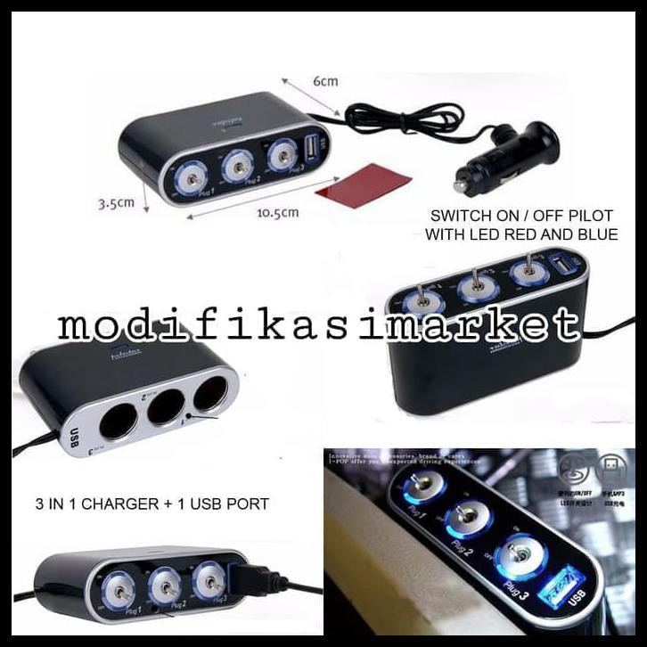 Buruan Serbu Super Fast Charger Led Switch Pilot 3In1 / Charger Mobil Fast Charging