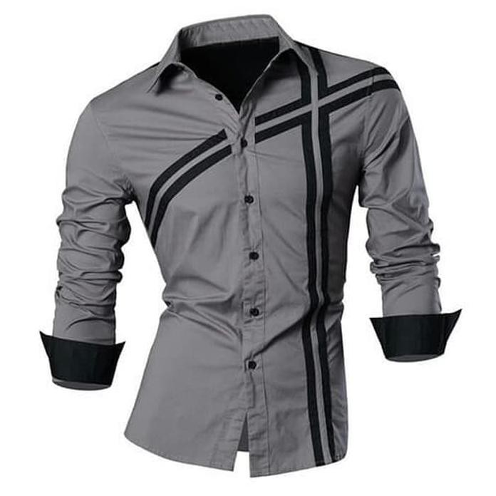 Kemeja Pria Cross Domino - Biru Muda High Quality