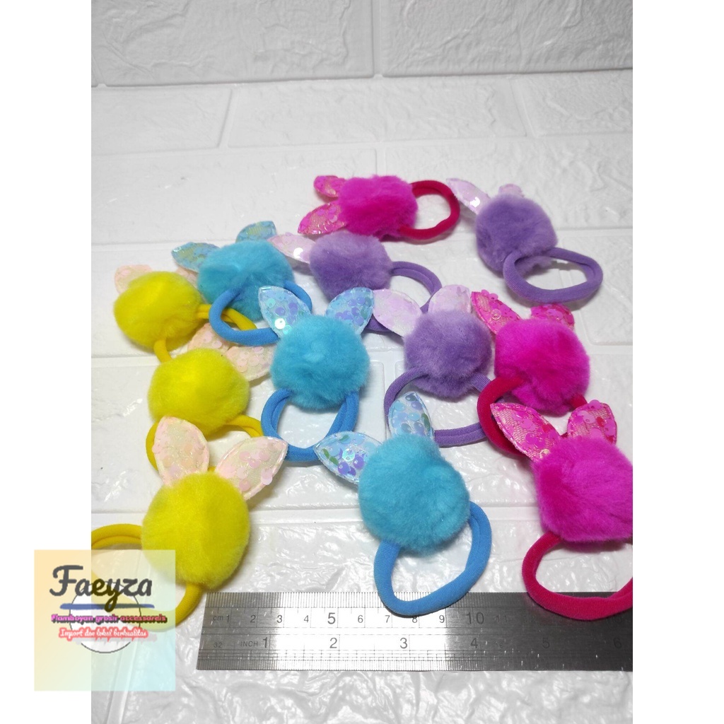 12 pcs ikat rambut pom pom kuping