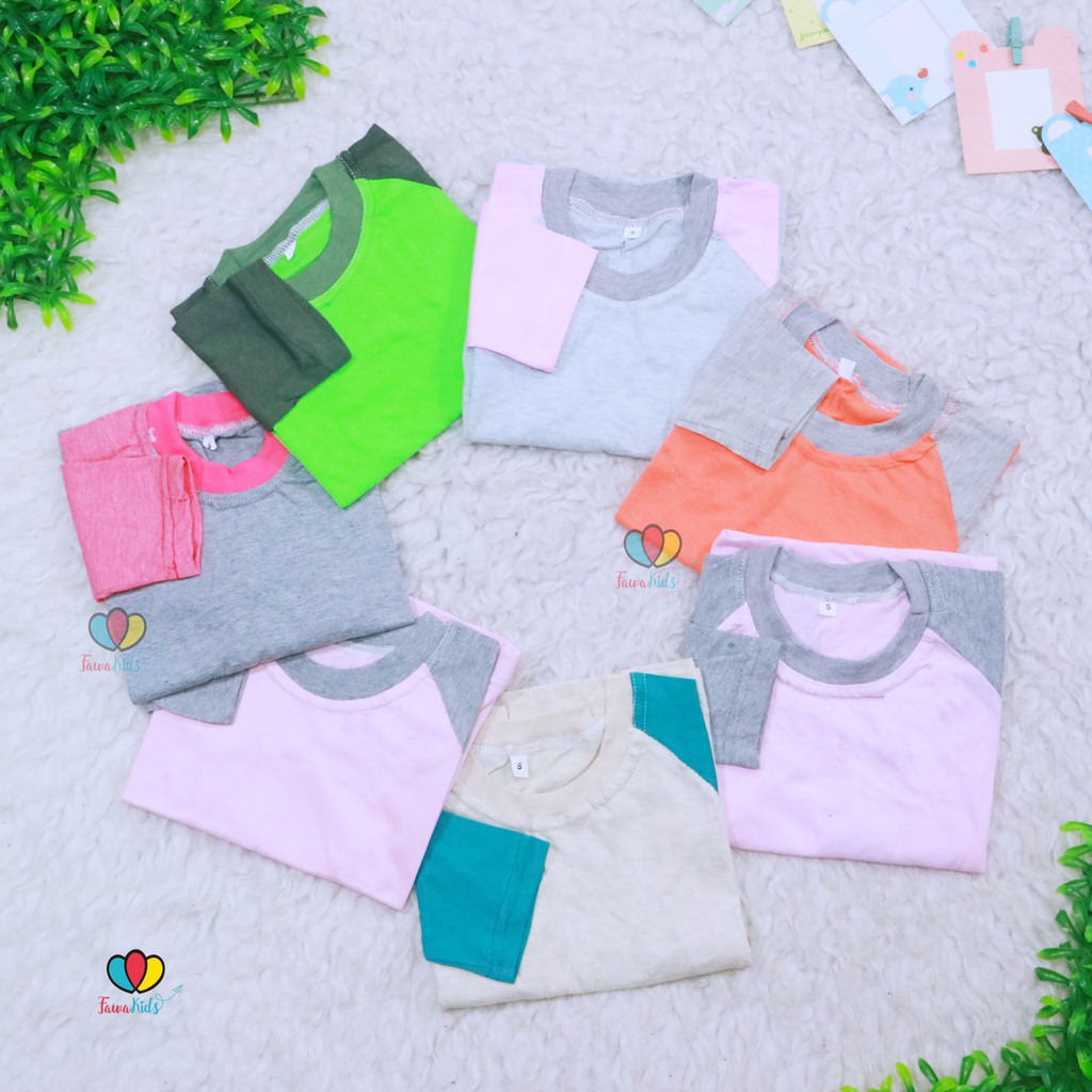 Kaos Reglan POLOS uk 6-18 Bulan / Atasan Anak Panjang Baju Laki Perempuan Oblong Raglan Grosir Babycinnamon