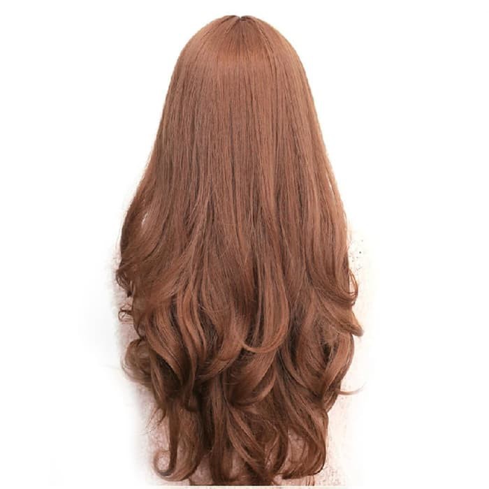 Wig blonde brown panjang ikal rambut palsu bonus sisir