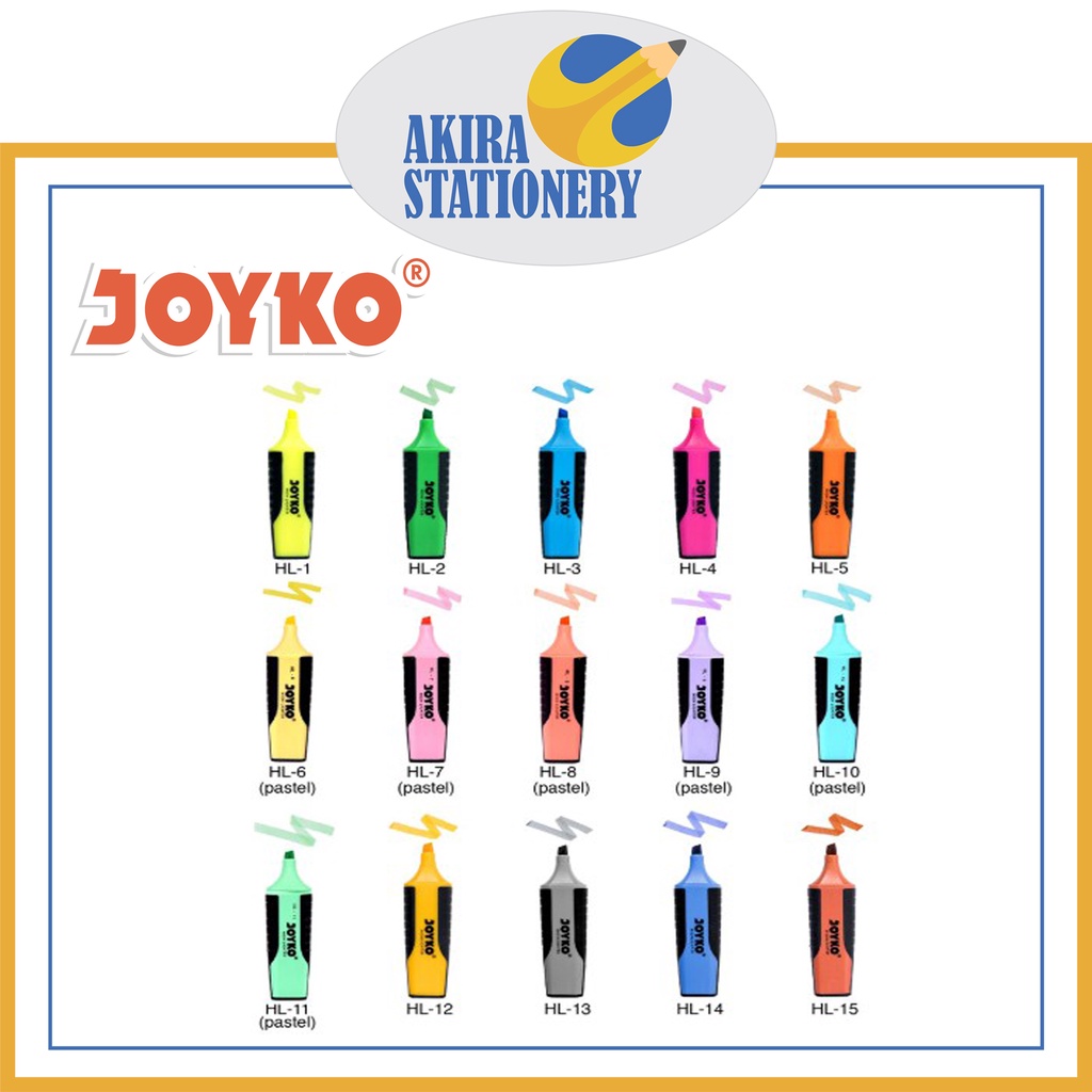 

Highlighter JOYKO HL 1 - 5 / Spidol Warna Penanda / Stabillo HL 1 2 3 4 5 ( PCS )
