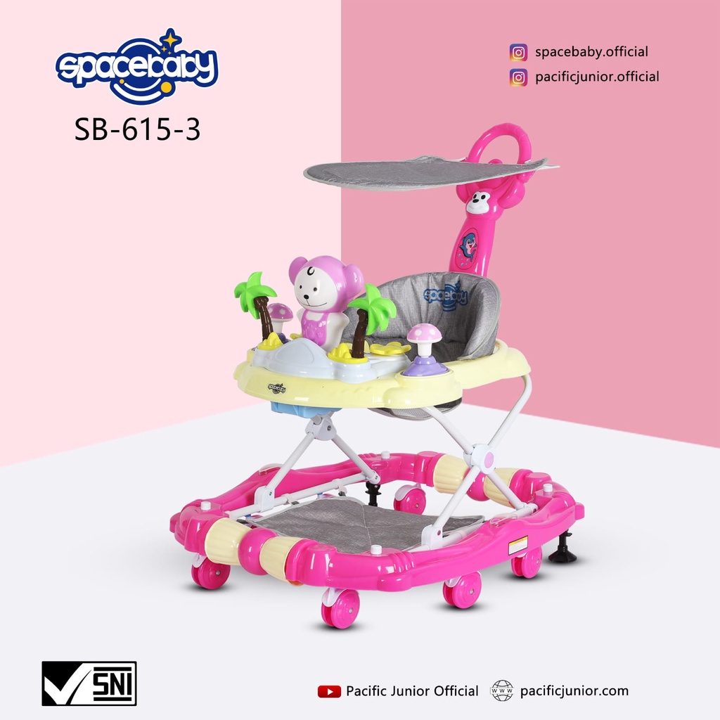 SPACE BABY Baby Walker 615-3 Ic Music Mainan SPACEBABY [ * FREE PACKING DUS ALAS ]