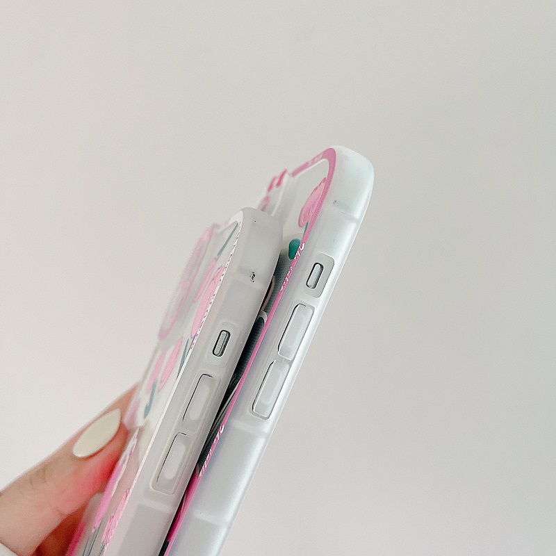 Soft Case Pelindung Kamera Anti Jatuh Motif Bunga pink Untuk iPhone 13 Pro MAX 11 12 X XR XS MAX