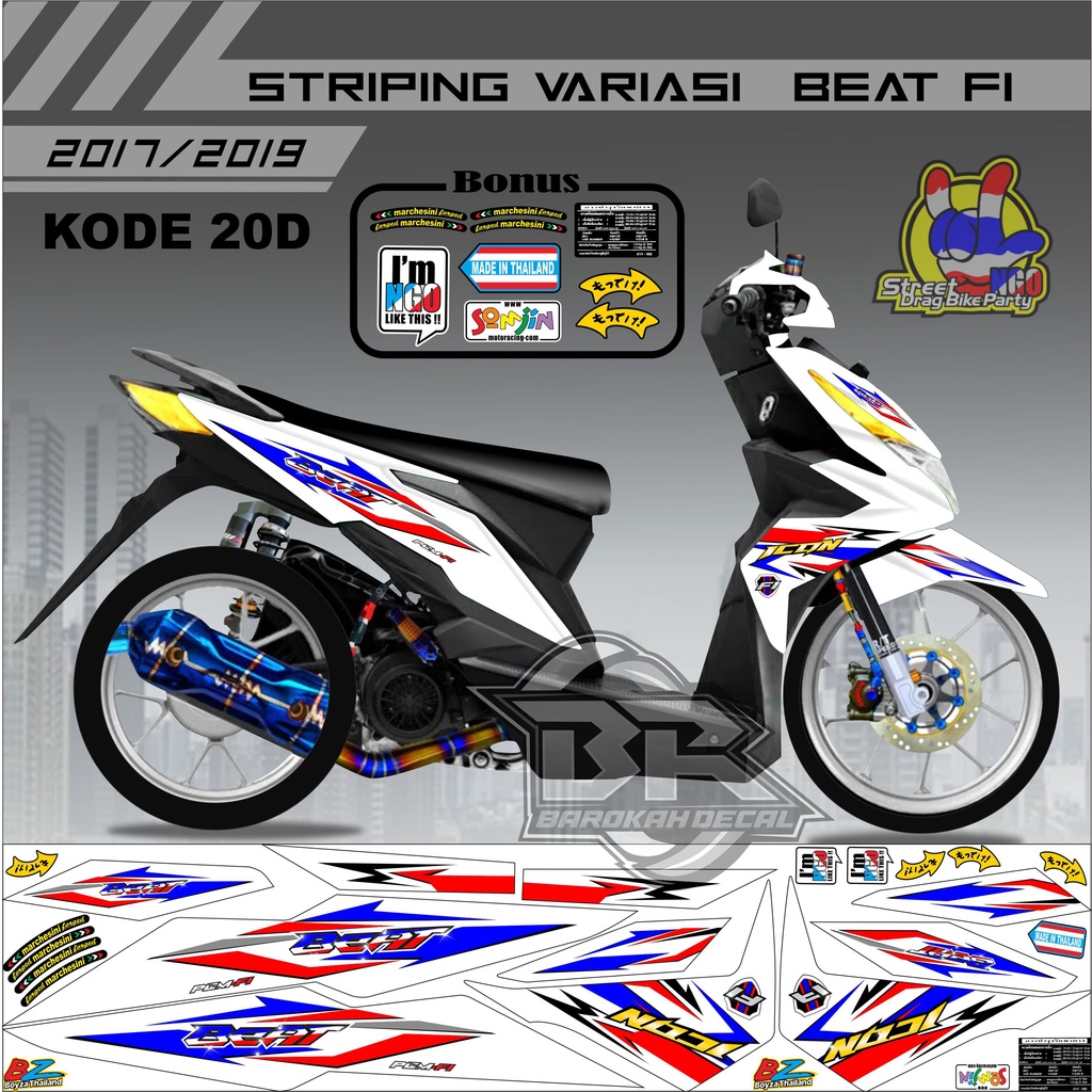 Striping Beat 2017-2019 Stiker Lis Motor Beat kode 20