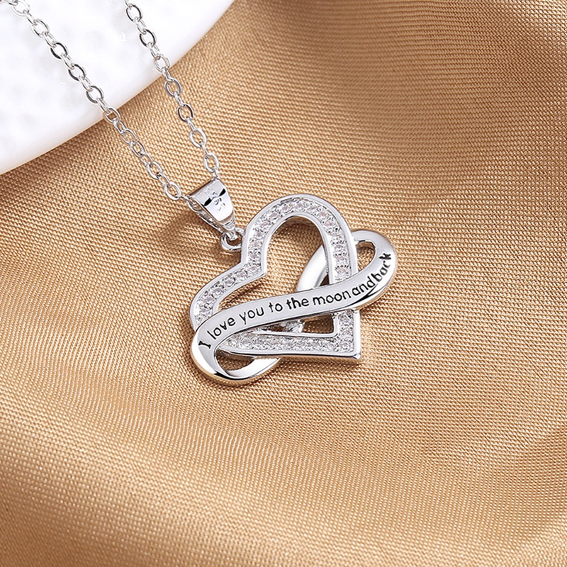 Fancyqube Fancycube Kalung Pita Lilit Dengan Liontin Batu Permata Bentuk Hati